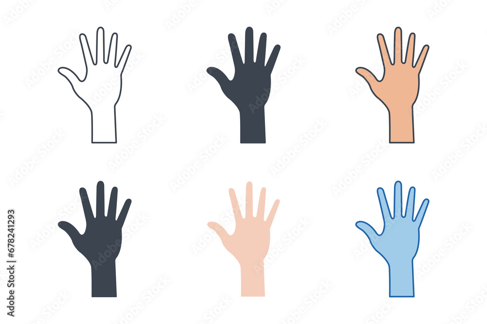Hand Raised icon collection with different styles. Voting hand icon symbol vector illustration isolated on white background Hand Raised icon collection with different styles. Voting hand icon symbol vector illustration isolated on white background