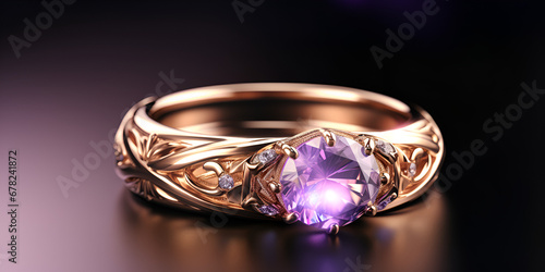 Engagement Ring Women Vintage Amethyst Wedding Ring 14k Gold Amethyst Bridal Anniversary Ring Unique Amethyst Ring generative ai