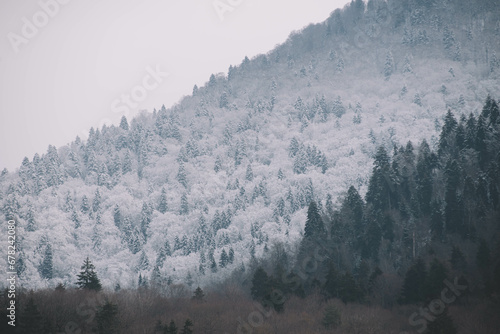Snow Covered Mountains in Winter, Winter Snowy Day, Beautiful Winter Landscape, 