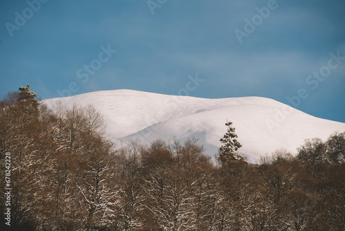 Snow Covered Mountains in Winter, Winter Snowy Day, Beautiful Winter Landscape, 