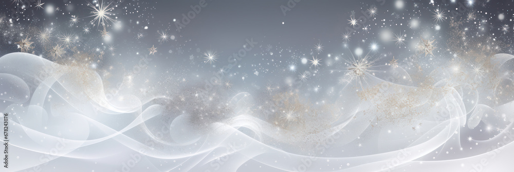Winter background with bokeh effect and snowflakes, creating a festive mood, perfect for seasonal advertising,festive designs and creative projects. - obrazy, fototapety, plakaty 