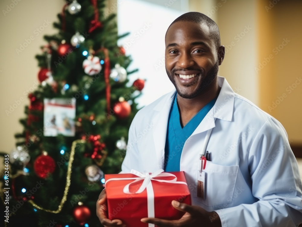 Doctors or patients celebrate Christmas in the hospital