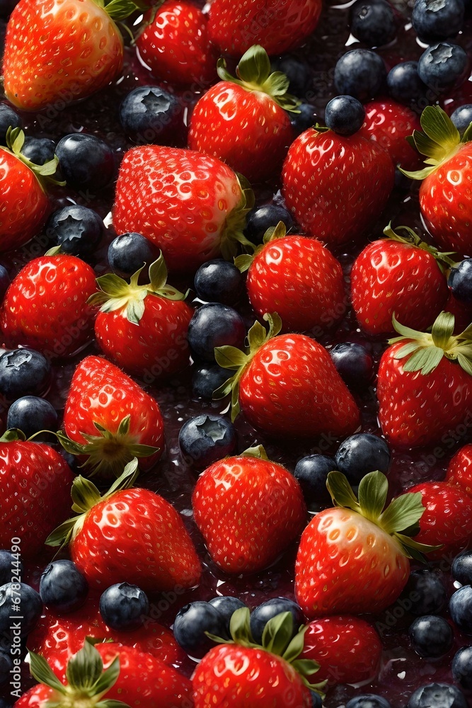 Obraz premium strawberries and blueberries