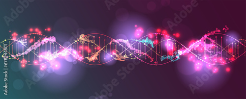 Science template, wallpaper or banner with a DNA virus molecules.  Hand drawn vector illustration.