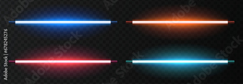 Neon lamp vector set.