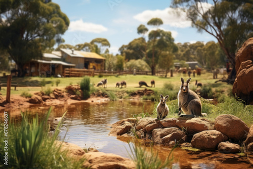 A local wildlife sanctuary hosting an educational event on native Australian animals. Concept of wildlife conservation and education. Generative Ai.