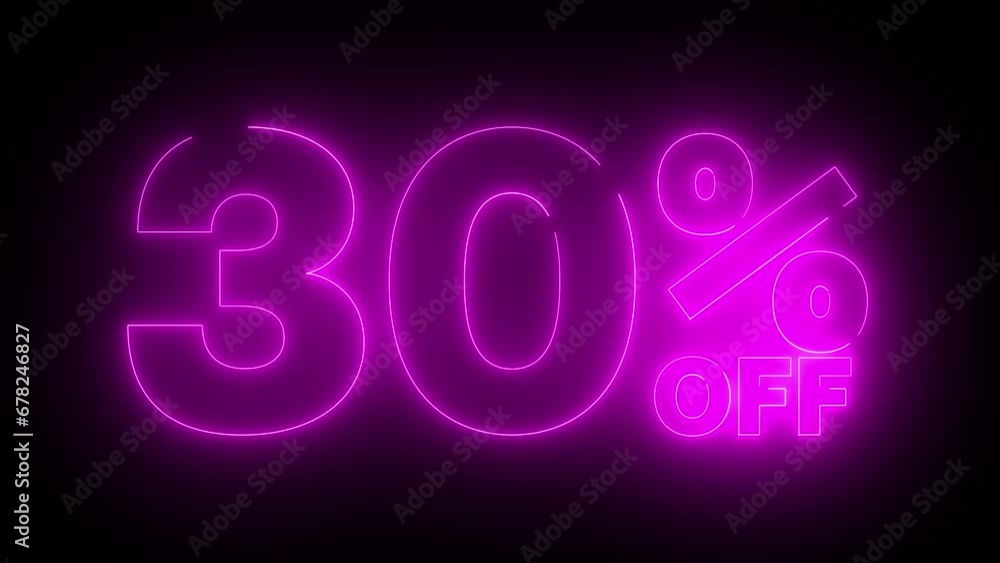 30 percent off neon sign banner background for promo video 30 percent off neon sign banner background for promo video