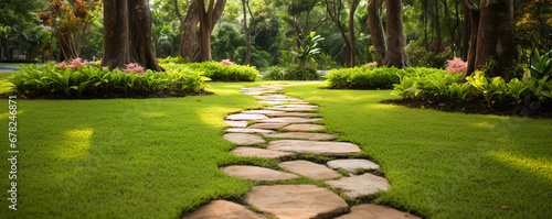 garden path made of stones. ai generative photo
