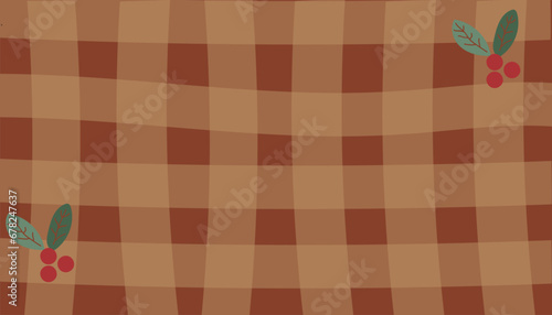 Fondo horizontal navideño estilo papel tapiz color café y rojo con dos hojas de noche buena ideal para fondos o portadas