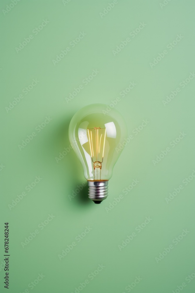 One light bulb on green background. One light bulb on green background.