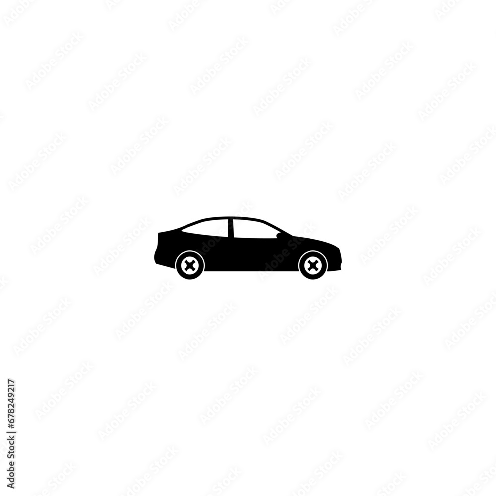 Car in Side View Silhouette Icon isolated on white background Car in Side View Silhouette Icon isolated on white background
