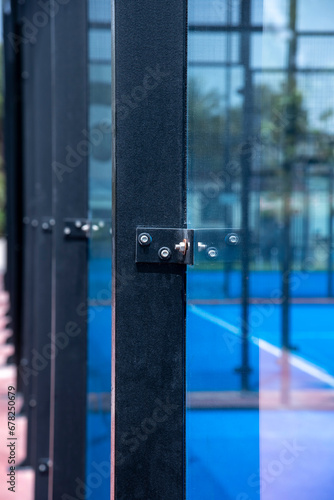 Sports field court to play padel. Blue Hour Sunset