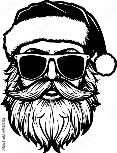 Hipster Santa SVG, Hipster Santa PNG, Santa Hat SVG, Black Santa svg, Santa Face svg, Santa Biker svg, Funny Santa svg, Cool Santa svg photo