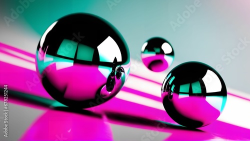 Chrome balls pink and cyan