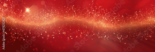 Bright red background with radiant beams and sparkling bokeh, perfect for festive events and celebrations.Valentine's Day,New Year and Christmas. photo