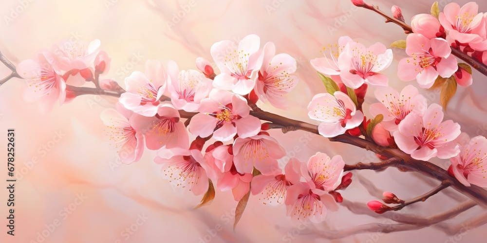 Delicate Peach Blossom  Captivating Spring Beauty, Generative AI