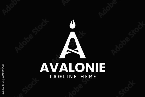 letter a with oil rig shape modern logo design for petroleum company business