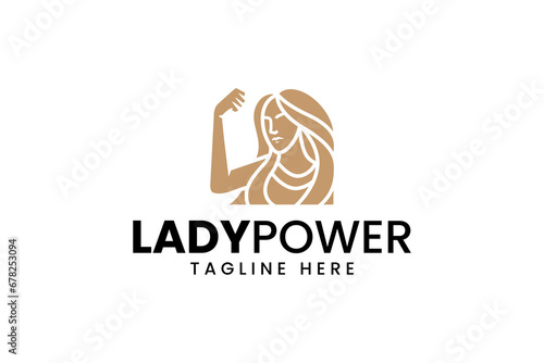 lady strong pose modern logo design for professional company business