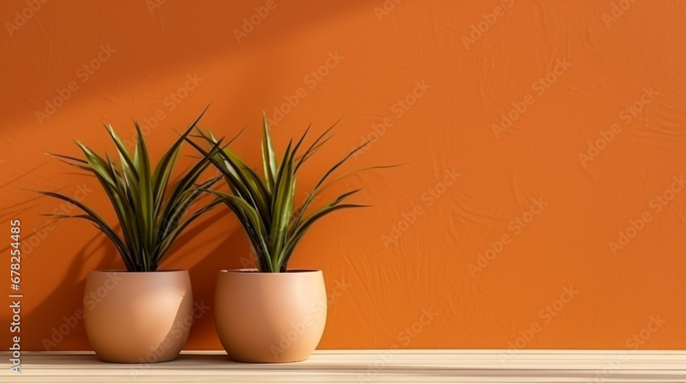 flower pot standing on wooden counter and copy paste space flower pot standing on wooden counter and copy paste space