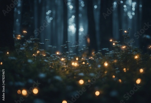 Magical fantasy fairy tale scenery night in a forest