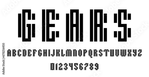 Set of alphabets font letters and numbers modern abstract design with lines vector illustration