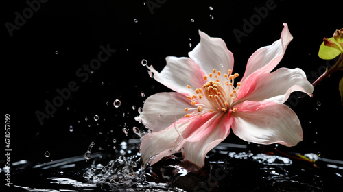 A flower is splashing water