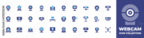 Webcam icon collection. Duotone color. Vector and transparent illustration. Containing webcam, camera, web cam, desk, digital camera, smart tv, web camera.