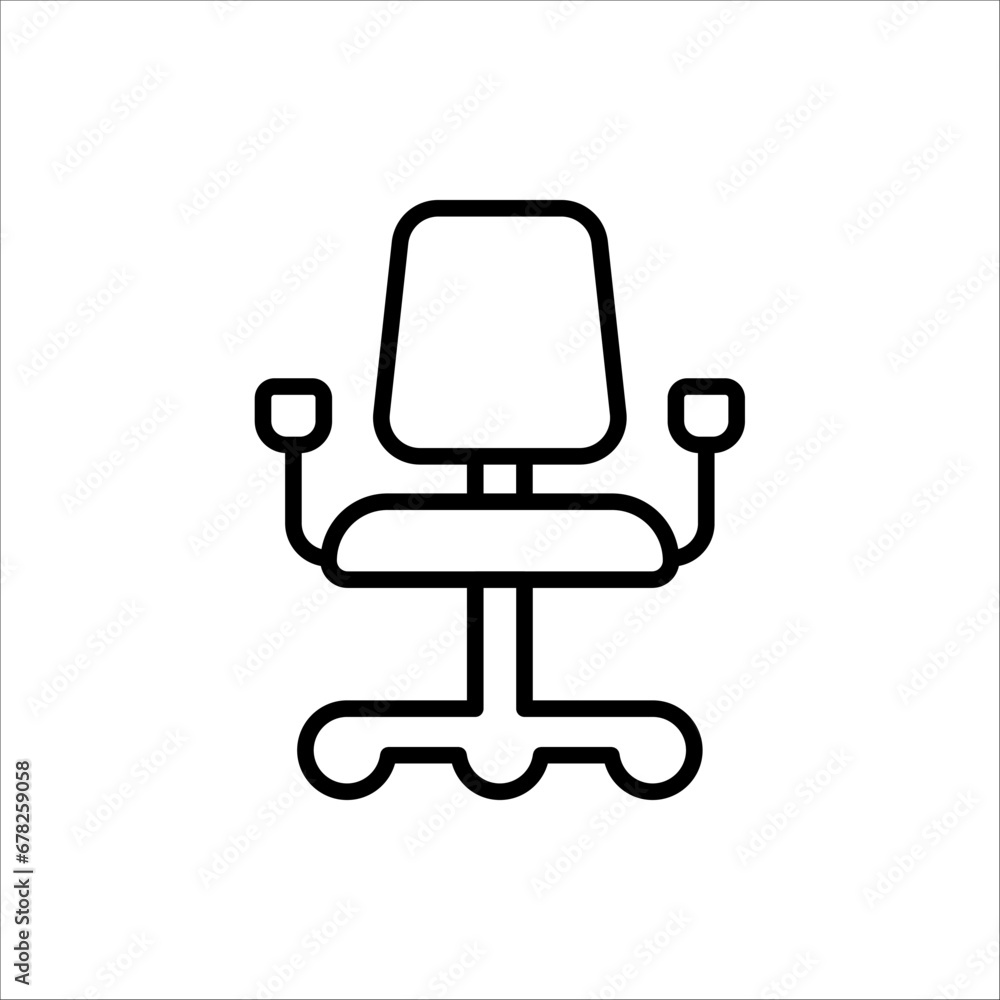 Office chair line icon, outline vector sign, linear style pictogram isolated on white background. Office chair line icon, outline vector sign, linear style pictogram isolated on white background.
