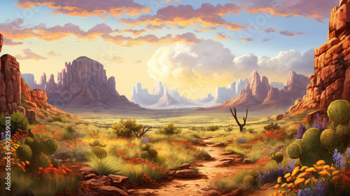 Colorful desert landscape AI generative 