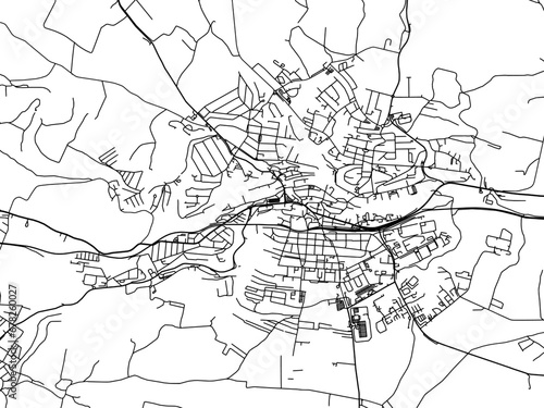 Vector road map of the city of Trebic in the Czech Republic with black roads on a white background.