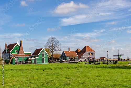 Dutch traditional house at Zaanse Schans Village near Amsterdam Netherlands