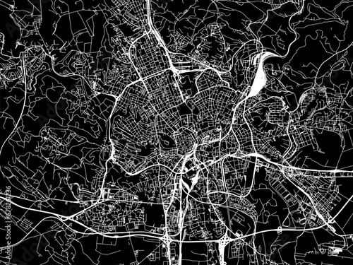 Vector road map of the city of Brno in the Czech Republic with white roads on a black background. photo