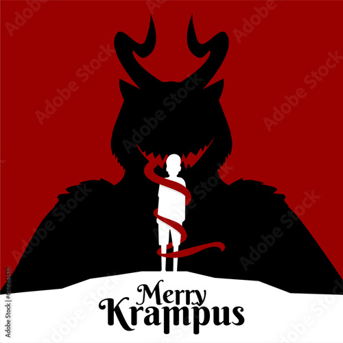 merry krampus greeting card template vector