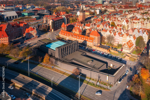 Aerial view of the ShakespeareTheatre building in Gdansk, Poland