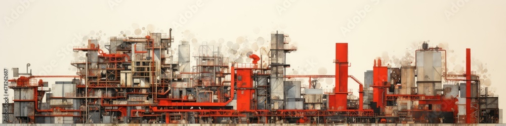 Panoramic image of a construction industrial site, featuring working machines, industrial equipment, and laborers, captured from a distance, showcasing the dynamic and busy scene of the construction z Panoramic image of a construction industrial site, featuring working machines, industrial equipment, and laborers, captured from a distance, showcasing the dynamic and busy scene of the construction z