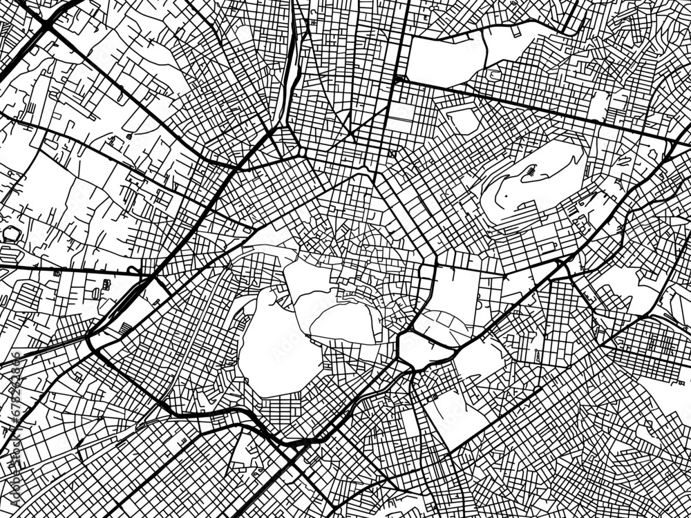 Vector road map of the city of Athens in Greece with black roads on a white background.