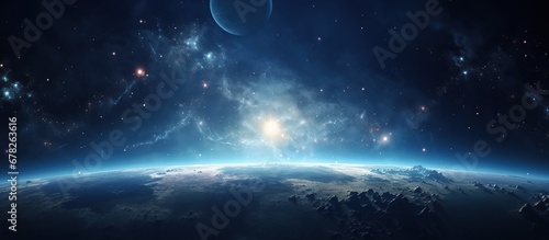 Beautiful Sphere of nightly Earth in outer space view AI generated image photo