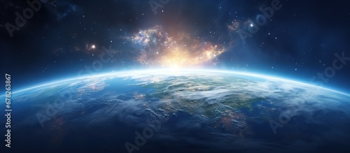 Beautiful Sphere of nightly Earth planet in outer space view AI generated image photo