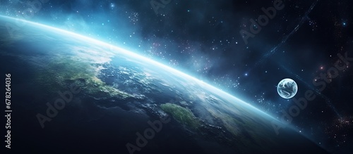 Beautiful Sphere of nightly Earth planet in outer space view AI generated image