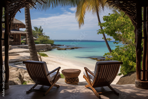 chairs and umbrella on the beach