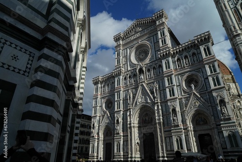 Building facade of cathedral Santa Maria del Fiore in Florence photo