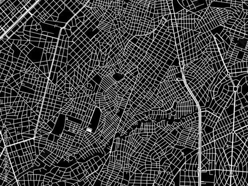 Vector road map of the city of Agios Dimitrios in Greece with white roads on a black background.