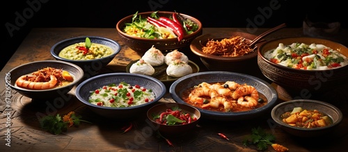 Traditional assorted eastern cuisines dishes. photo