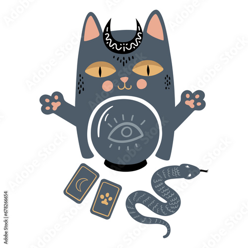 Oracle Cat With Crystal Ball