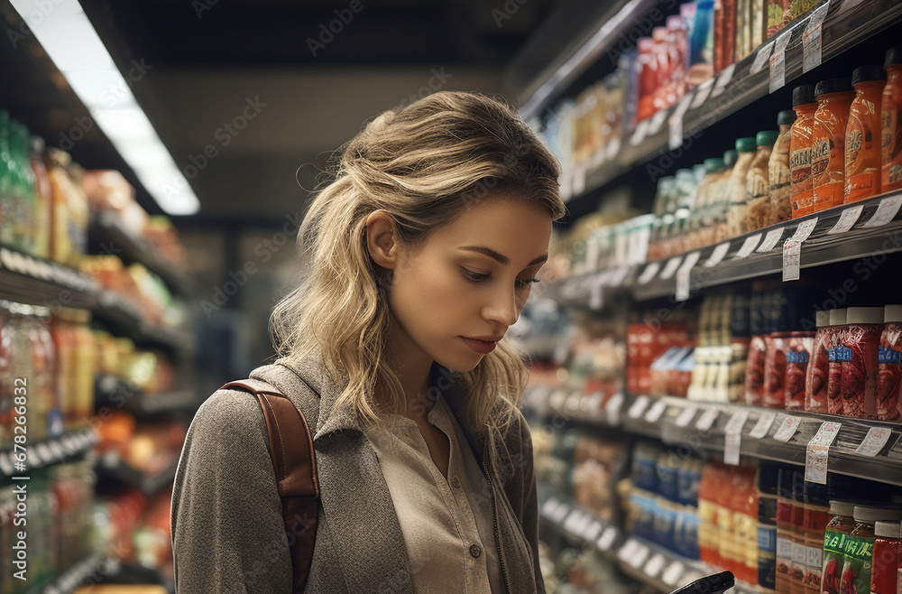 woman shopping in supermarket