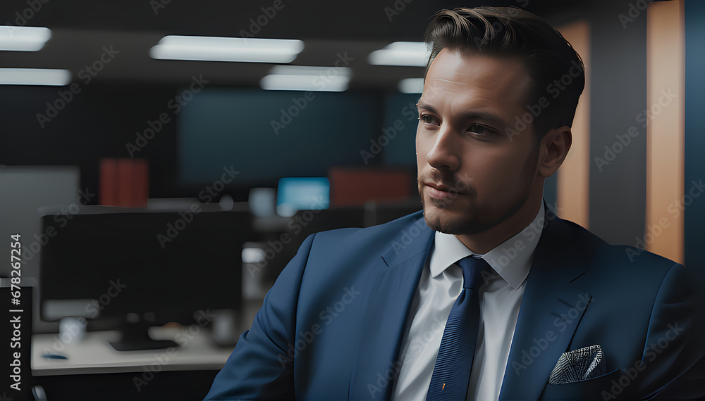 Businessman in a Suit Standing in Office: Professional Portrait Businessman in a Suit Standing in Office: Professional Portrait