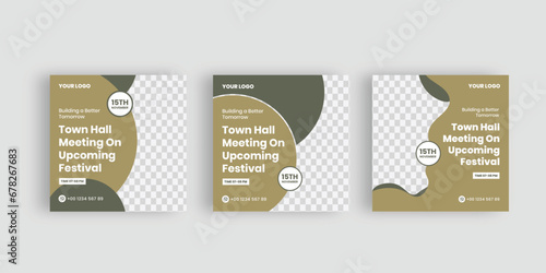 Set of Town hall meeting social media templates, city hall template bundle, vector illustration eps 10