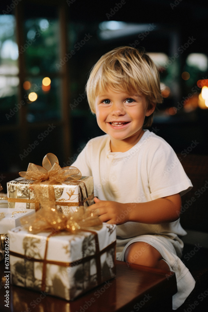 Little boy with christmas gift box. Christmas and New Year concept. Little boy with christmas gift box. Christmas and New Year concept.