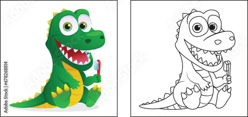cute crocodile with a smile toothbrush