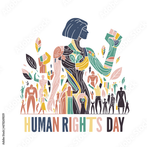 Culture of Inclusion: Diverse Faces for Human Rights Day, December 10 Celebration, Editable Concept illustration Vector